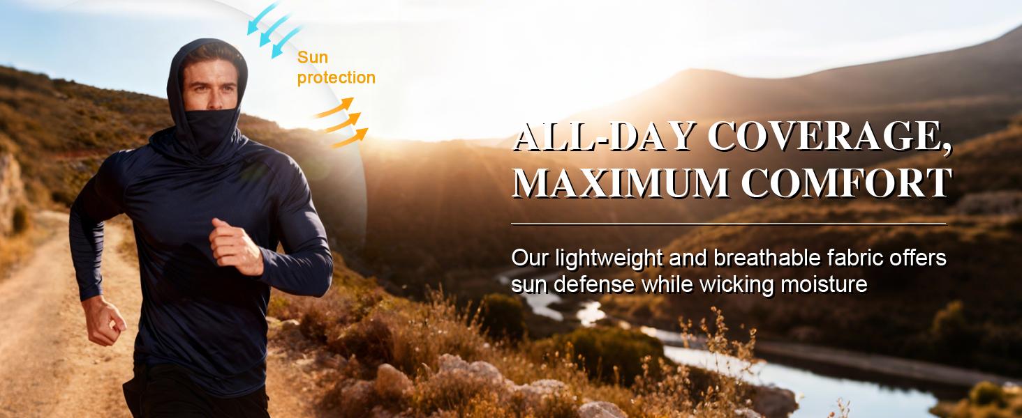 3  PACKS  Men's Athletic Hoodies Long Sleeve Fishing Shirts for Men Hooded   Set with Face Mask