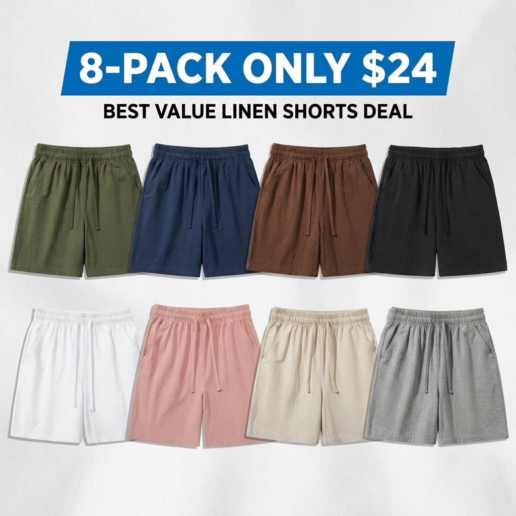 Unisex Cotton Linen Beach Shorts