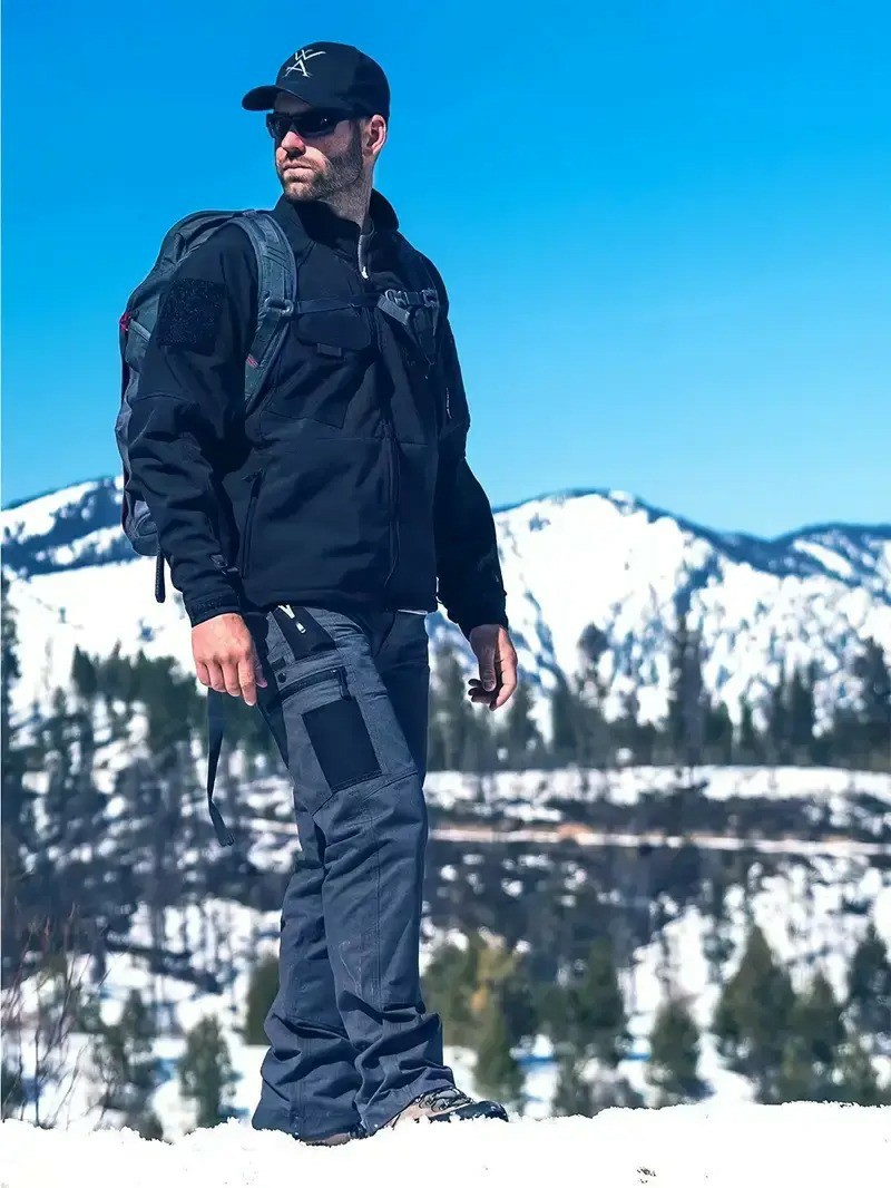 Men's Tactical Work Pants with Multi-Pocket Zipper Design