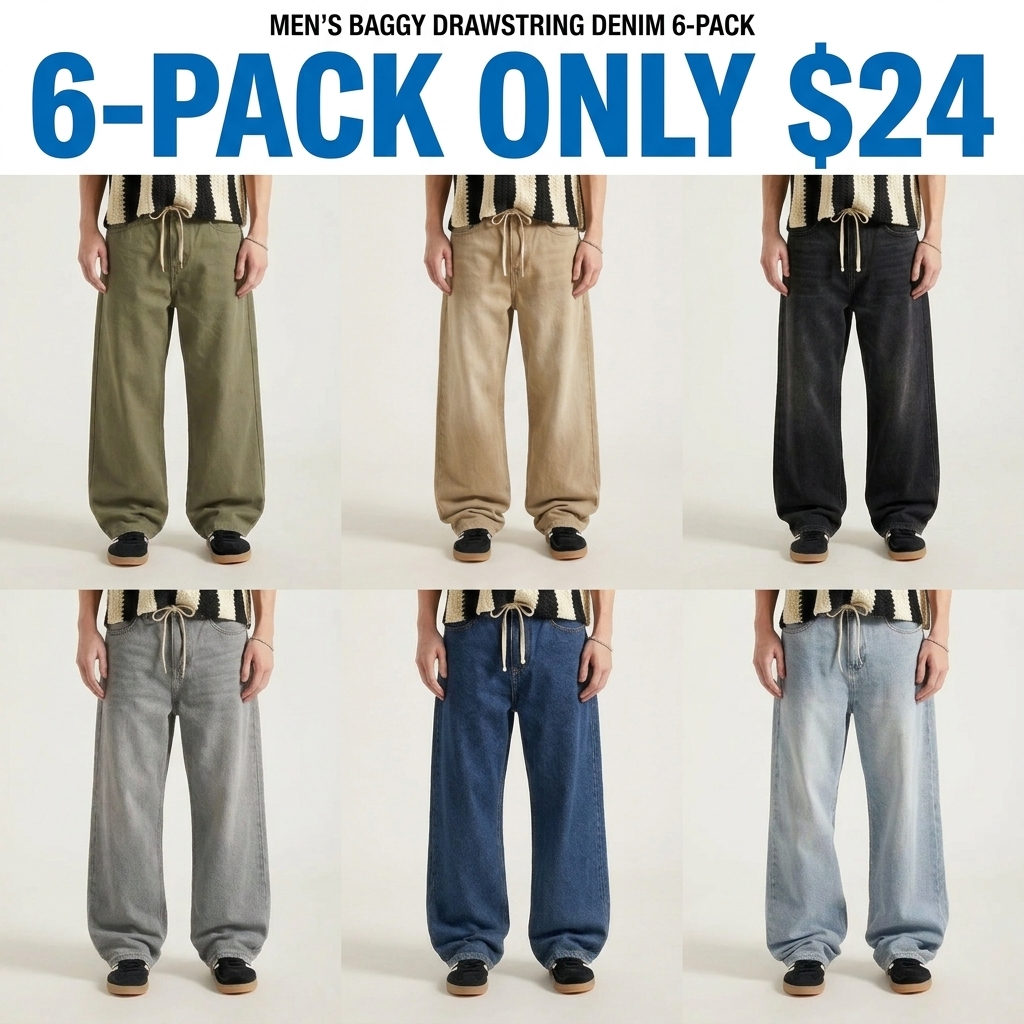 Loose Fit Drawstring Baggy Jeans
