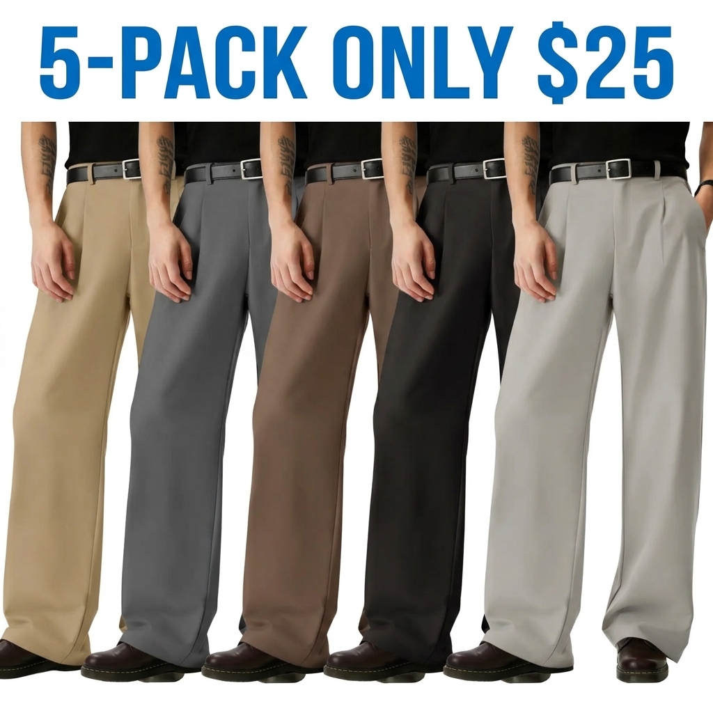 Men’s Pleated Wide-Leg Dress Pants