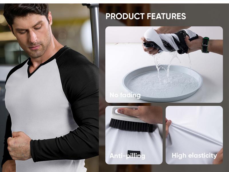 JMIERR Mens Long Sleeve Muscle T Shirts Casual V-Neck Longline Ribbed Tee Shirts JMIERR Mens Long Sleeve Muscle T Shirts Casual V-Neck Longline Ribbed Tee Shirts