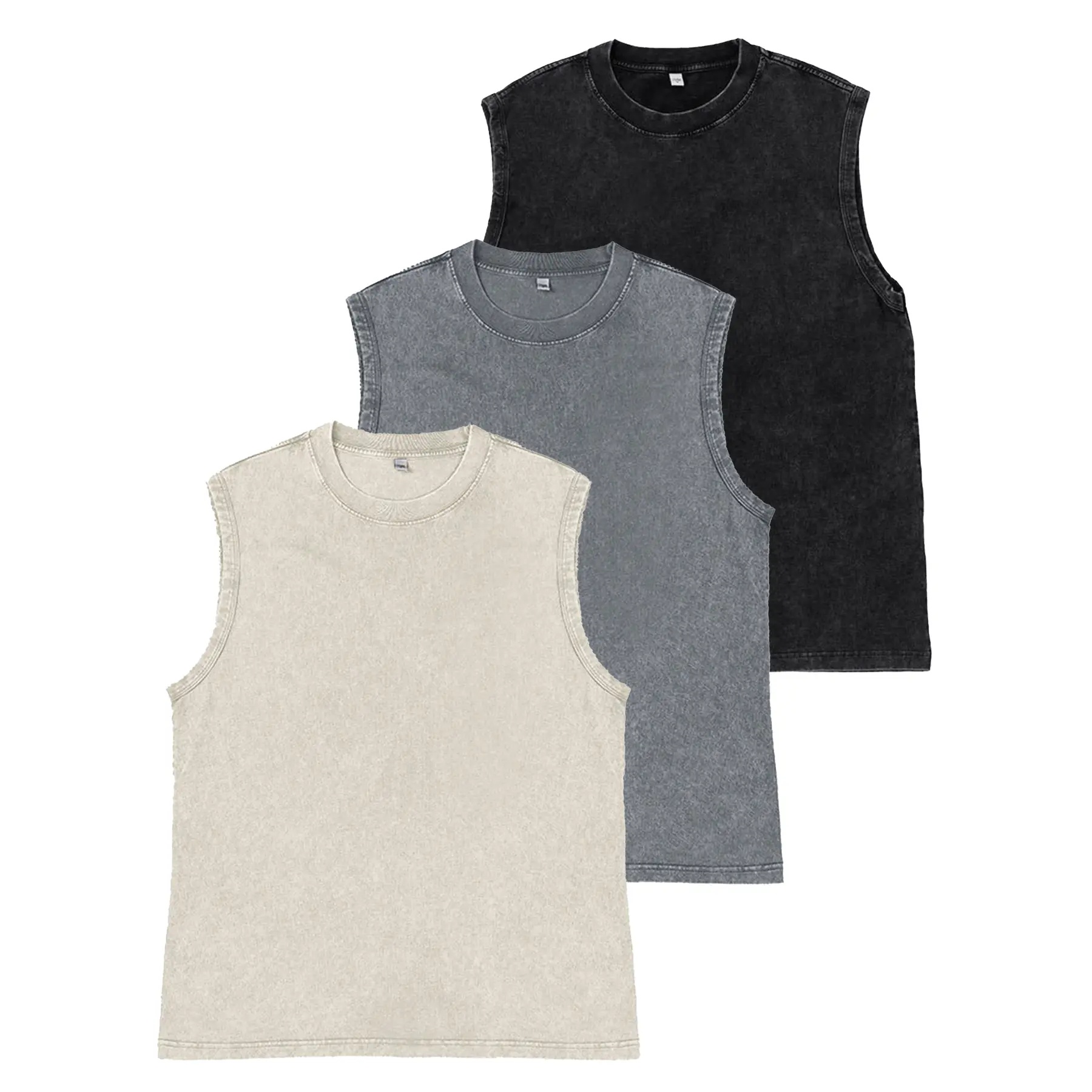 Unisex Acid-Wash Cotton Muscle Tank Top