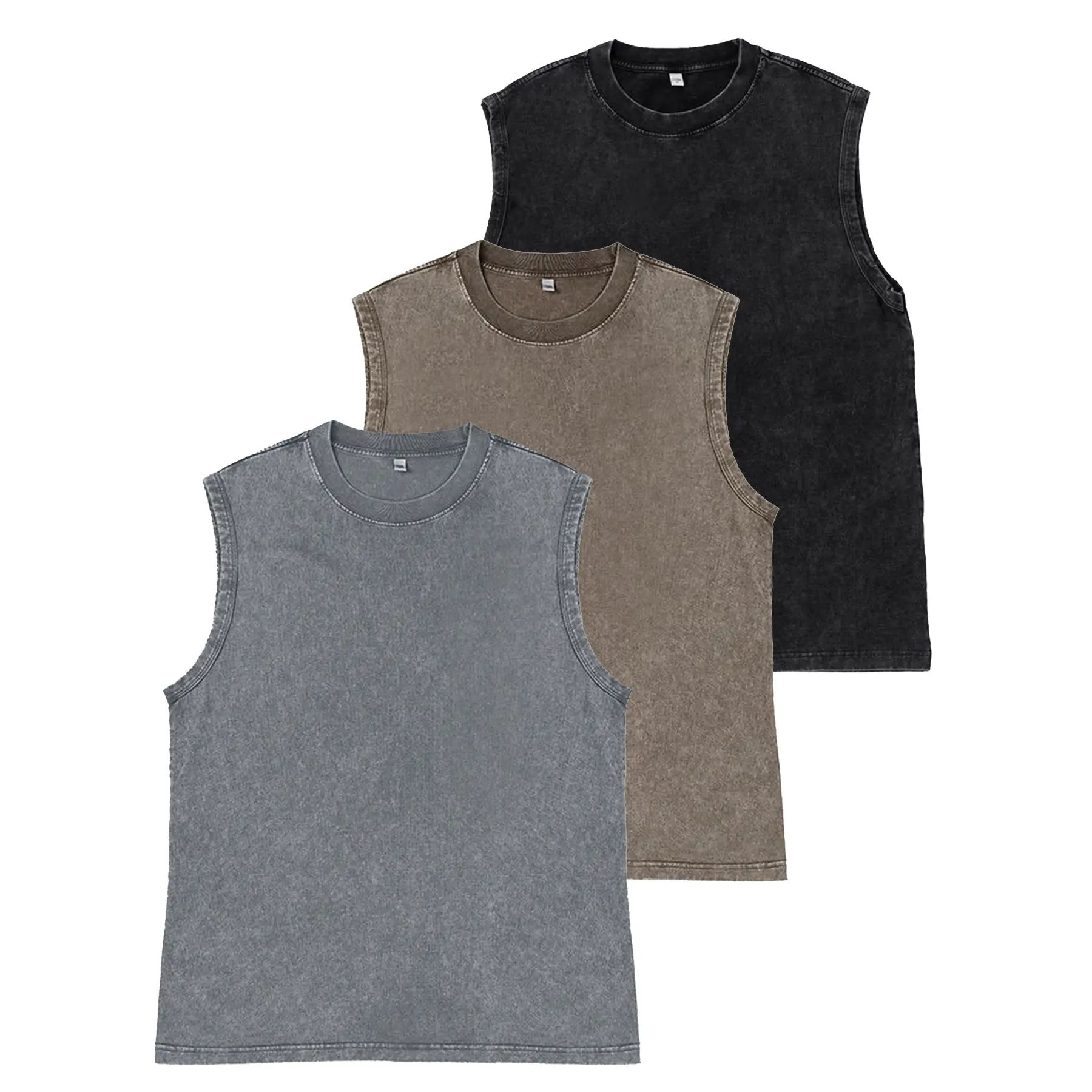 Unisex Acid-Wash Cotton Muscle Tank Top