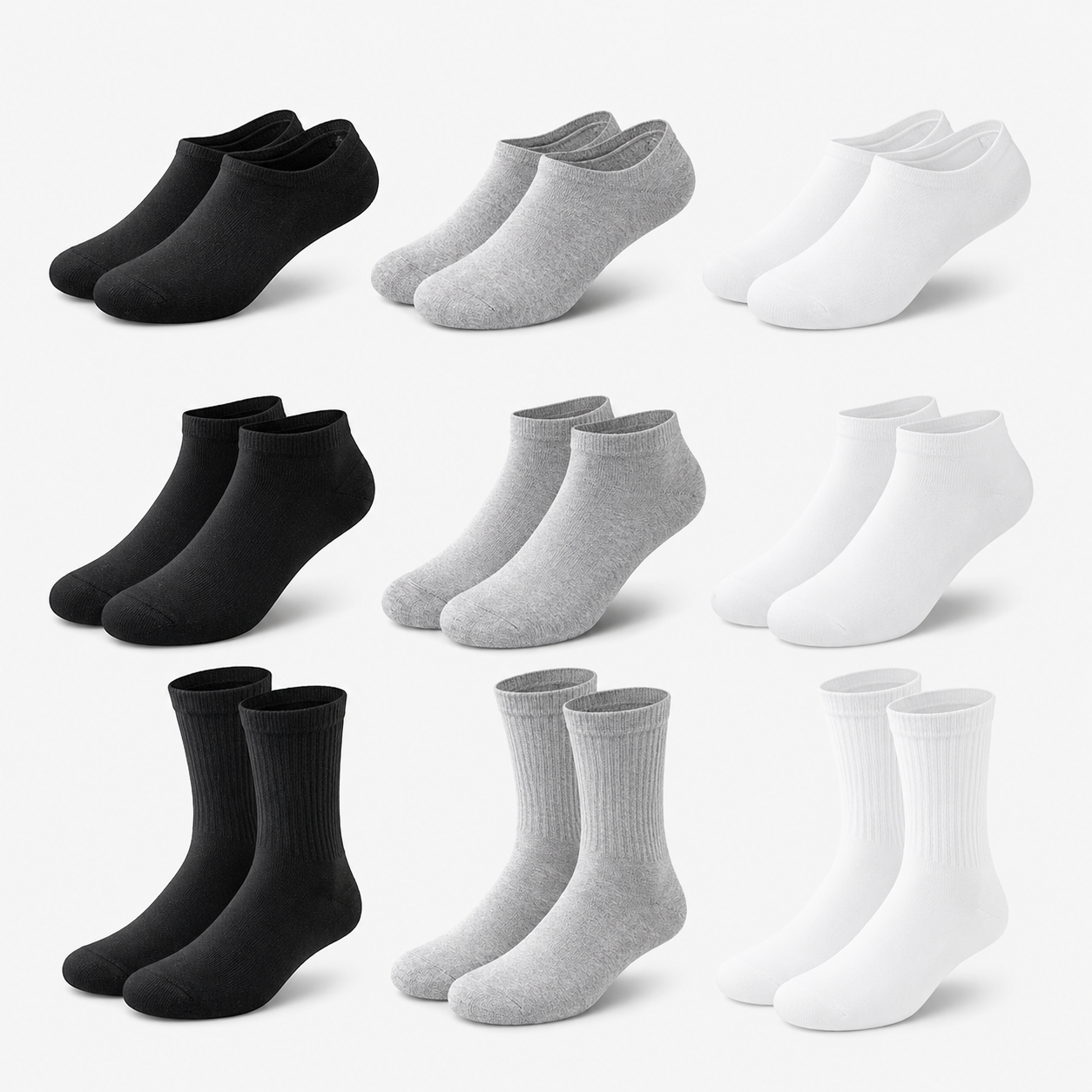 9-PAIR SOCKS ONLY $5 - No Show, Ankle & Crew Styles