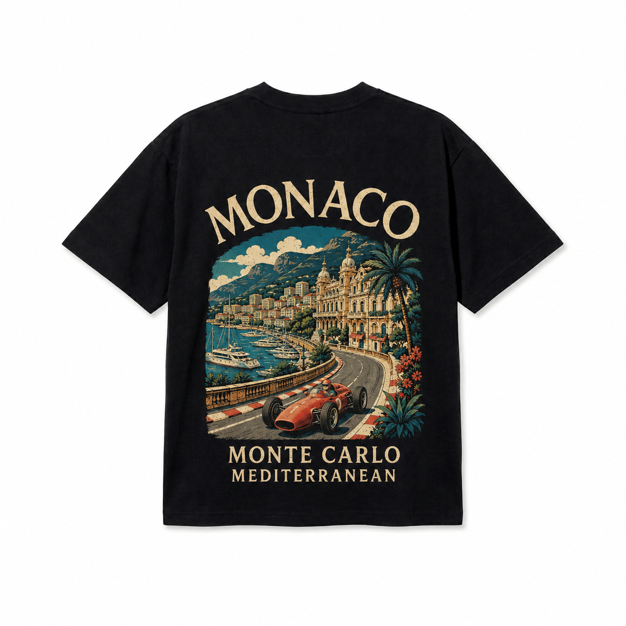 Retro Racing Destination Oversized Graphic T-Shirt