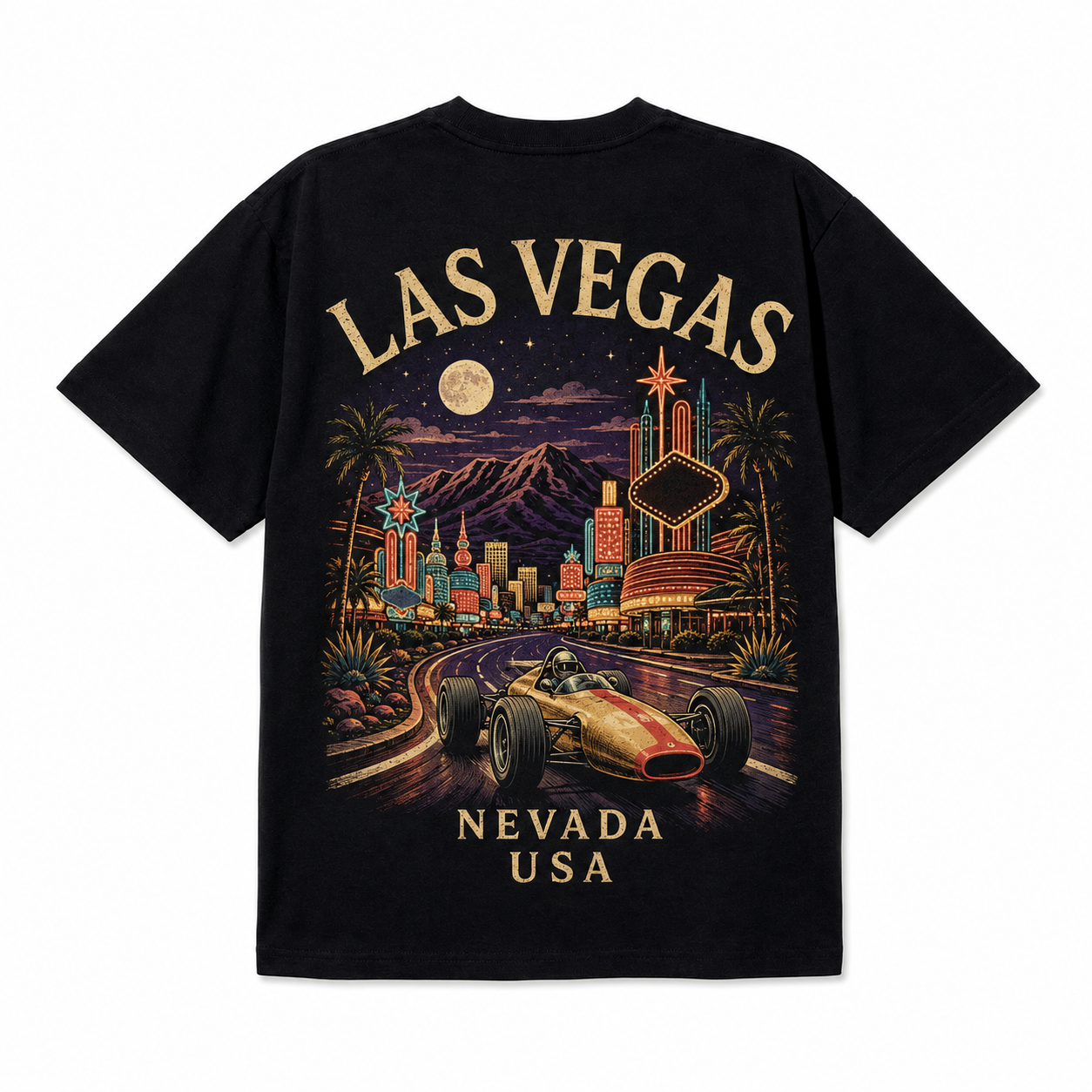 Retro Racing Destination Oversized Graphic T-Shirt