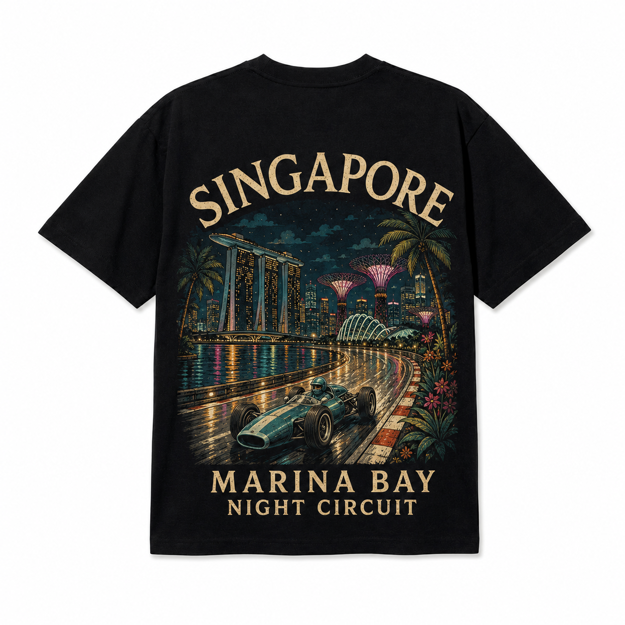 Retro Racing Destination Oversized Graphic T-Shirt