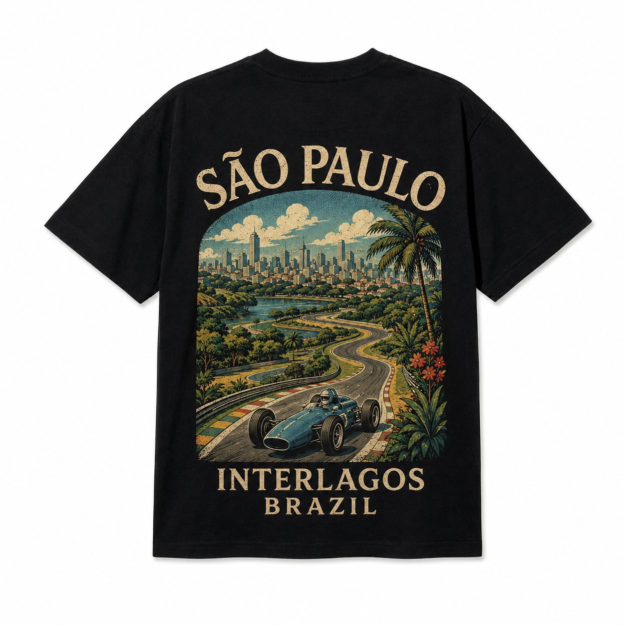 Retro Racing Destination Oversized Graphic T-Shirt