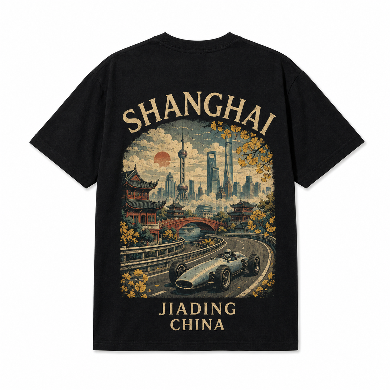 Retro Racing Destination Oversized Graphic T-Shirt