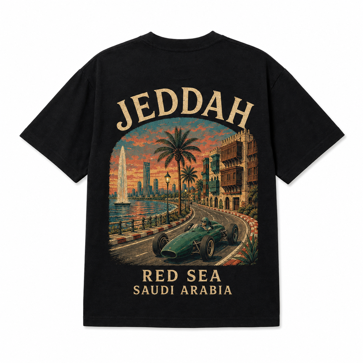 Retro Racing Destination Oversized Graphic T-Shirt