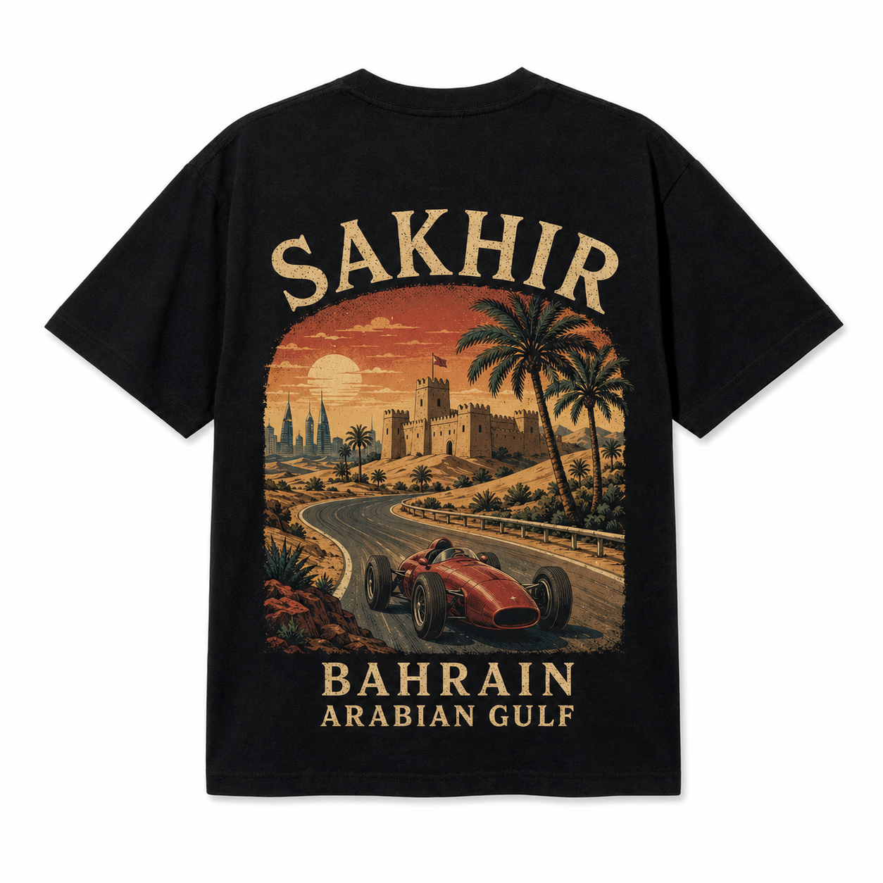 Retro Racing Destination Oversized Graphic T-Shirt