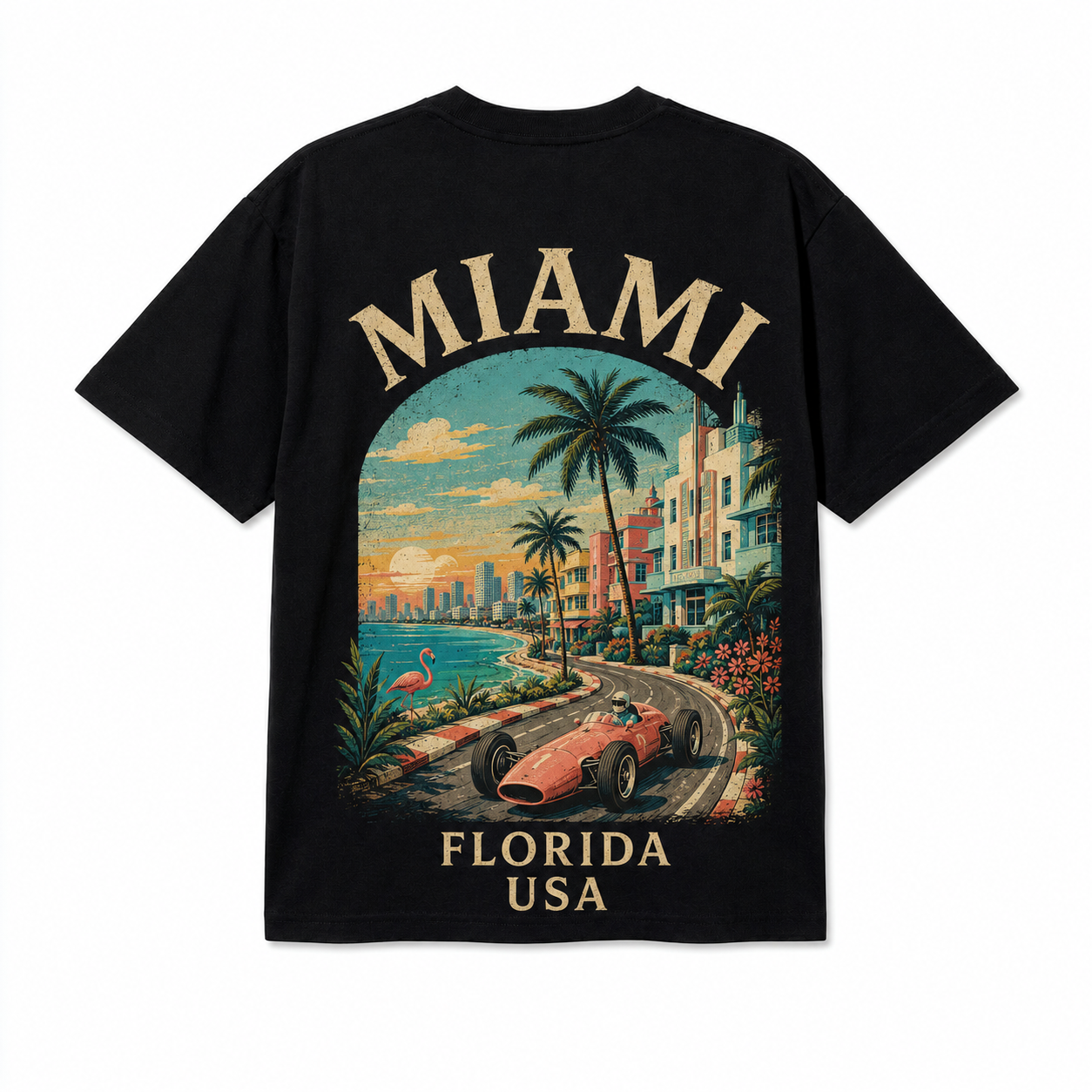 Retro Racing Destination Oversized Graphic T-Shirt