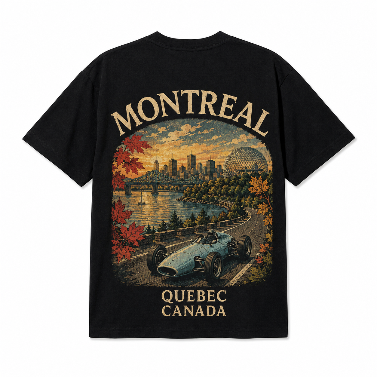 Retro Racing Destination Oversized Graphic T-Shirt