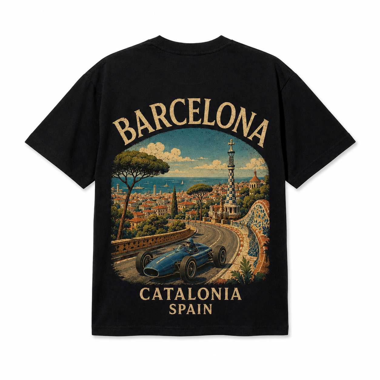 Retro Racing Destination Oversized Graphic T-Shirt