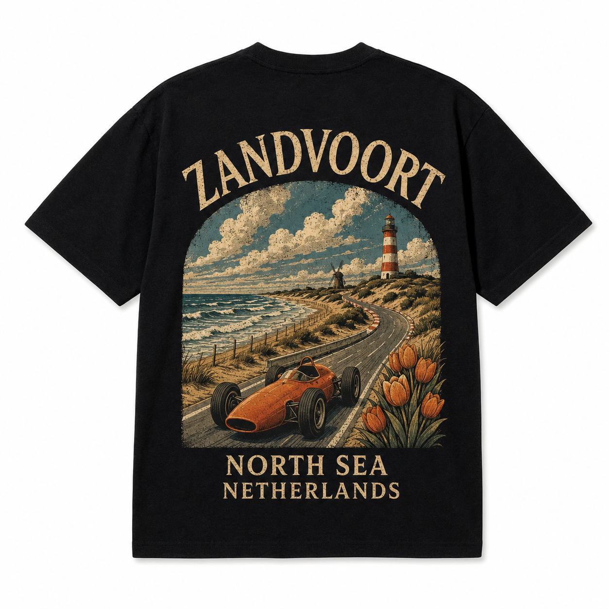 Retro Racing Destination Oversized Graphic T-Shirt