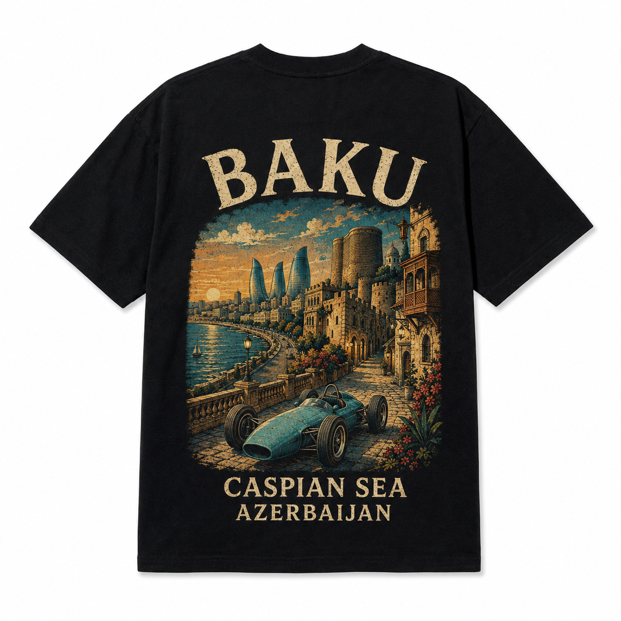 Retro Racing Destination Oversized Graphic T-Shirt