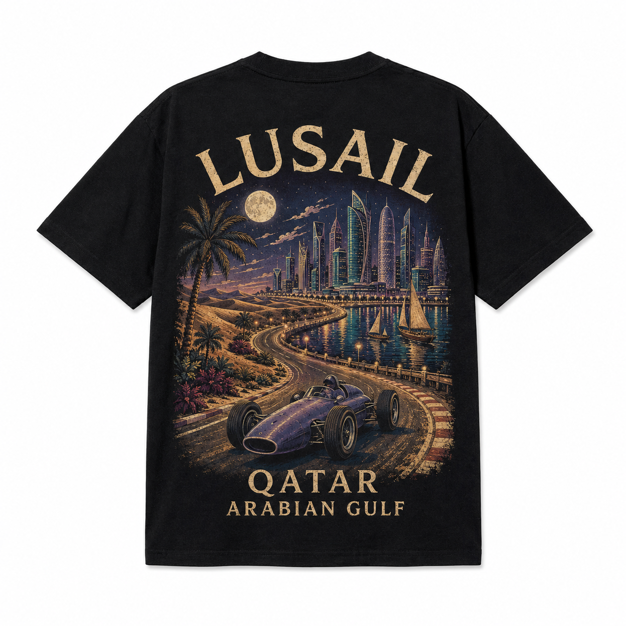 Retro Racing Destination Oversized Graphic T-Shirt