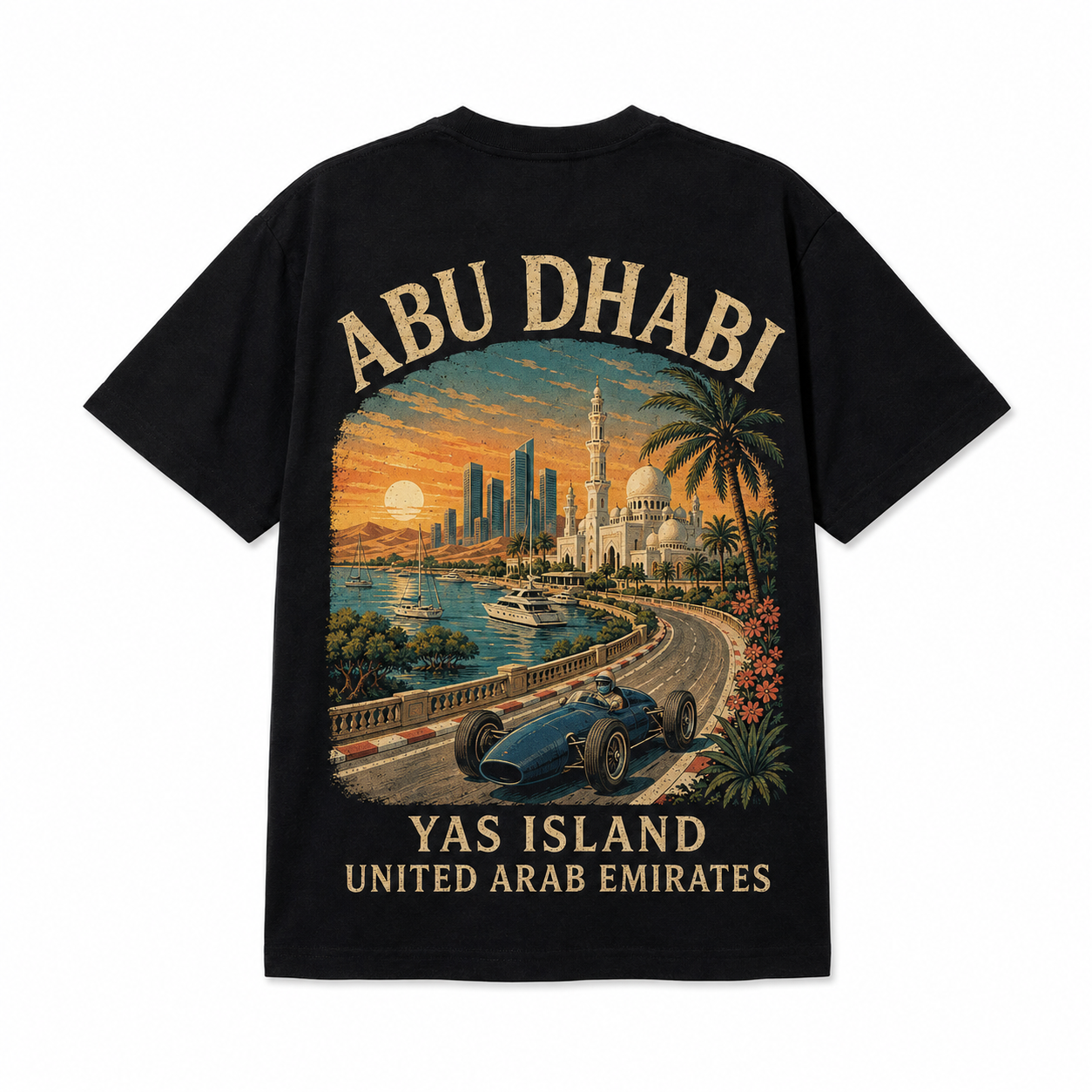 Retro Racing Destination Oversized Graphic T-Shirt