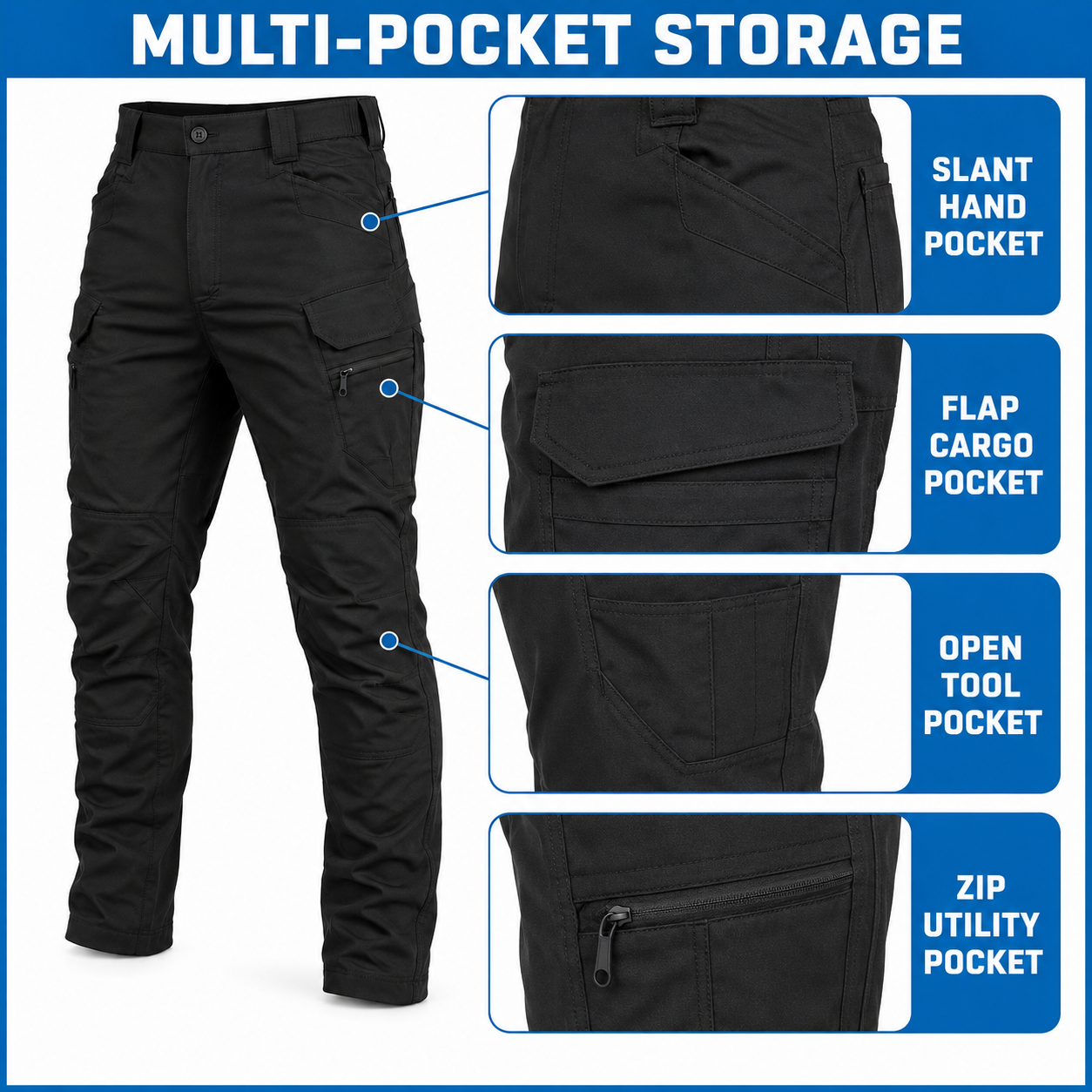 Men's Stretch Tactical Cargo Work Pants Multi-Pack
