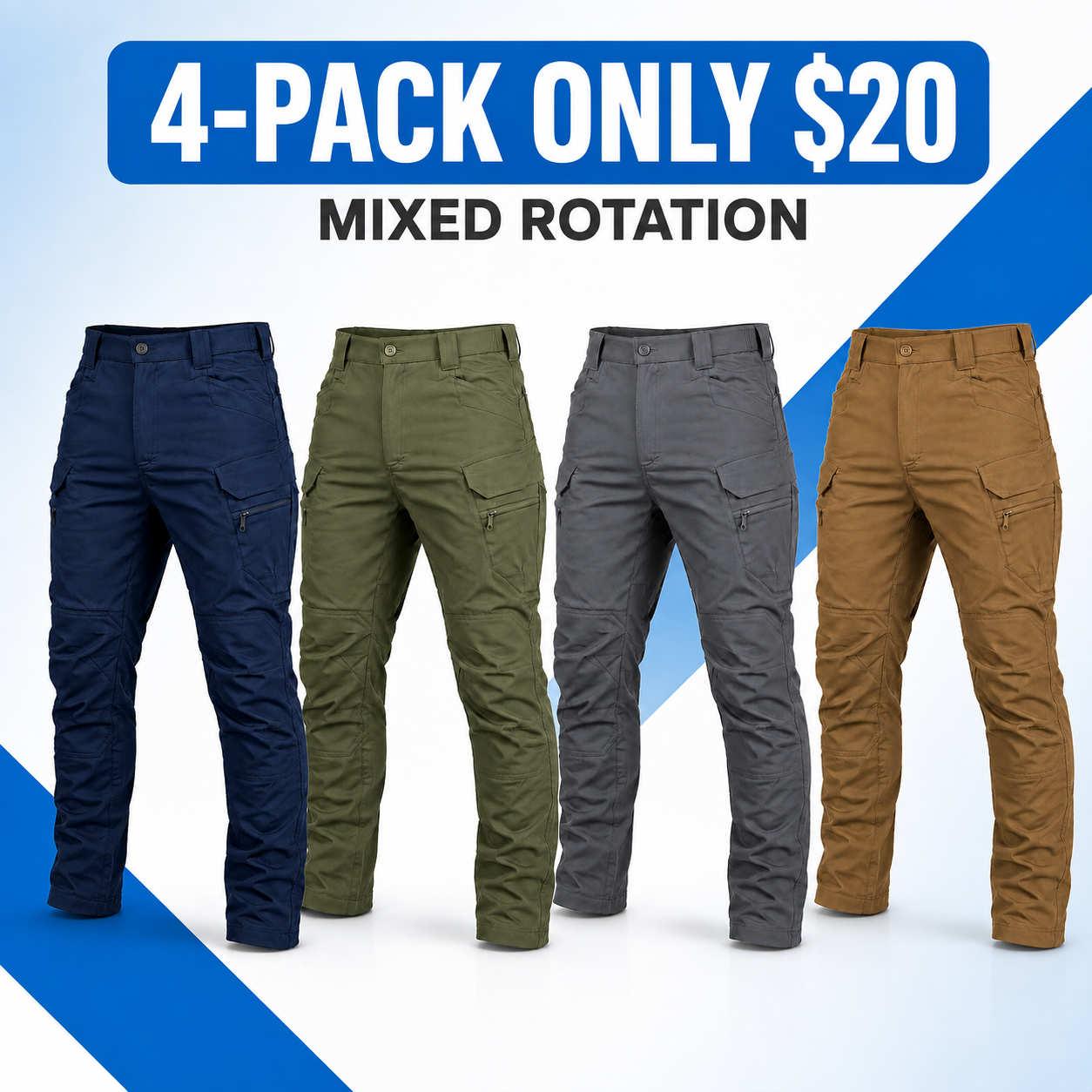 Men's Stretch Tactical Cargo Work Pants Multi-Pack