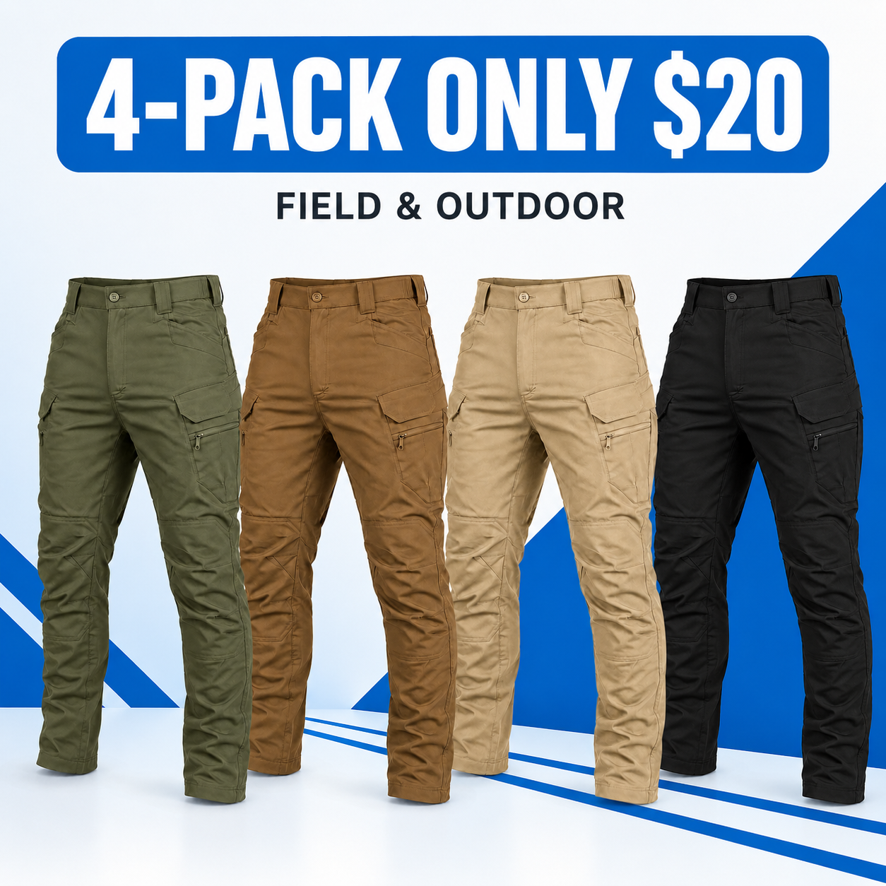 Men's Stretch Tactical Cargo Work Pants Multi-Pack