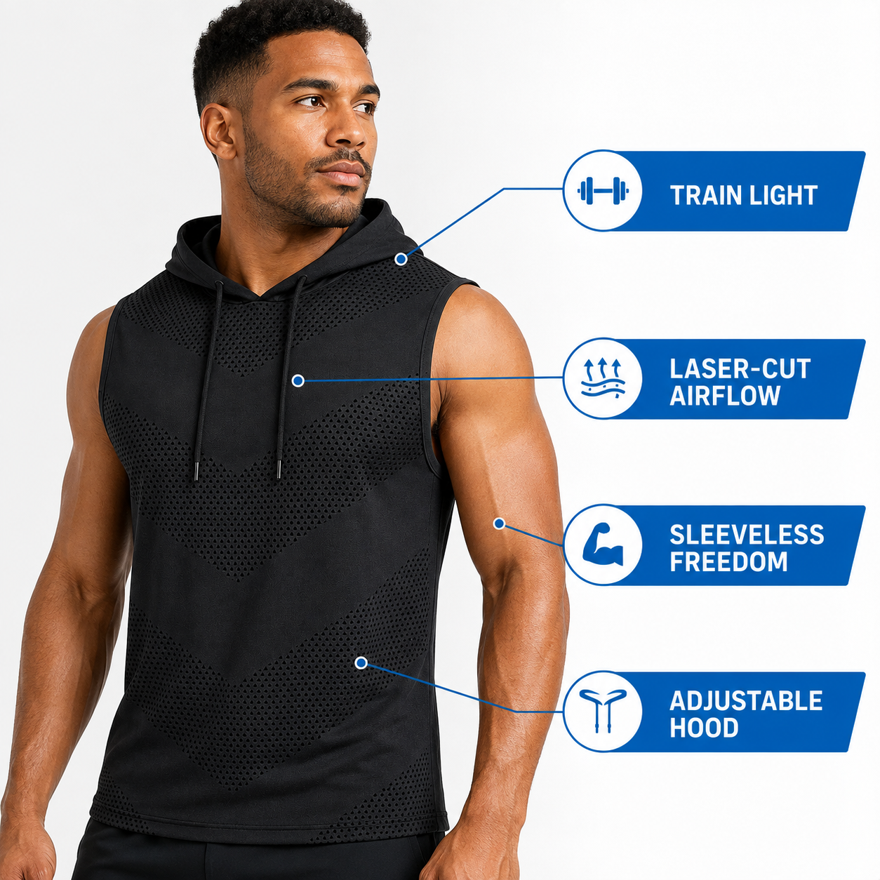 Men's Ventilated Sleeveless Athletic Hoodies