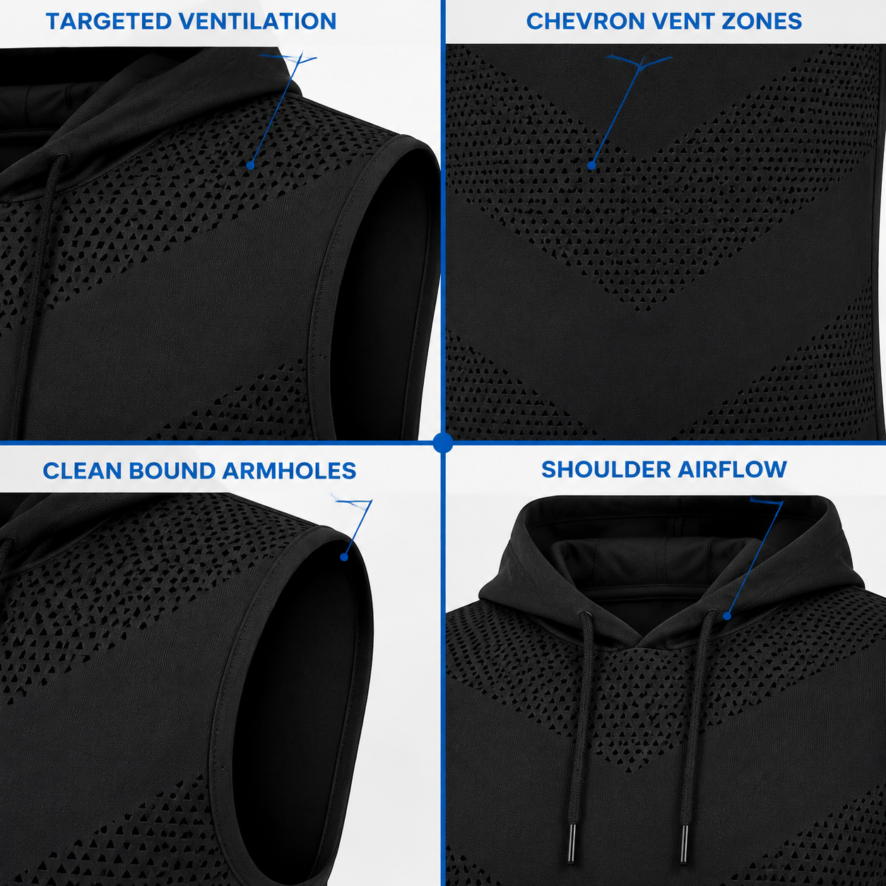 Men's Ventilated Sleeveless Athletic Hoodies