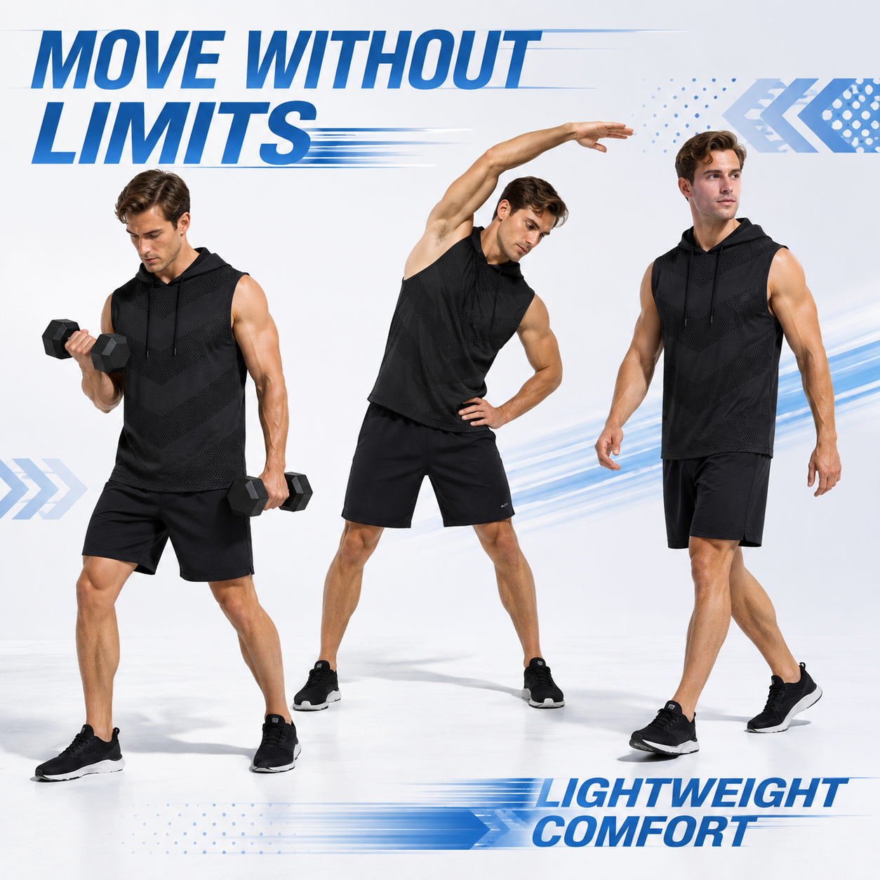 Men's Ventilated Sleeveless Athletic Hoodies