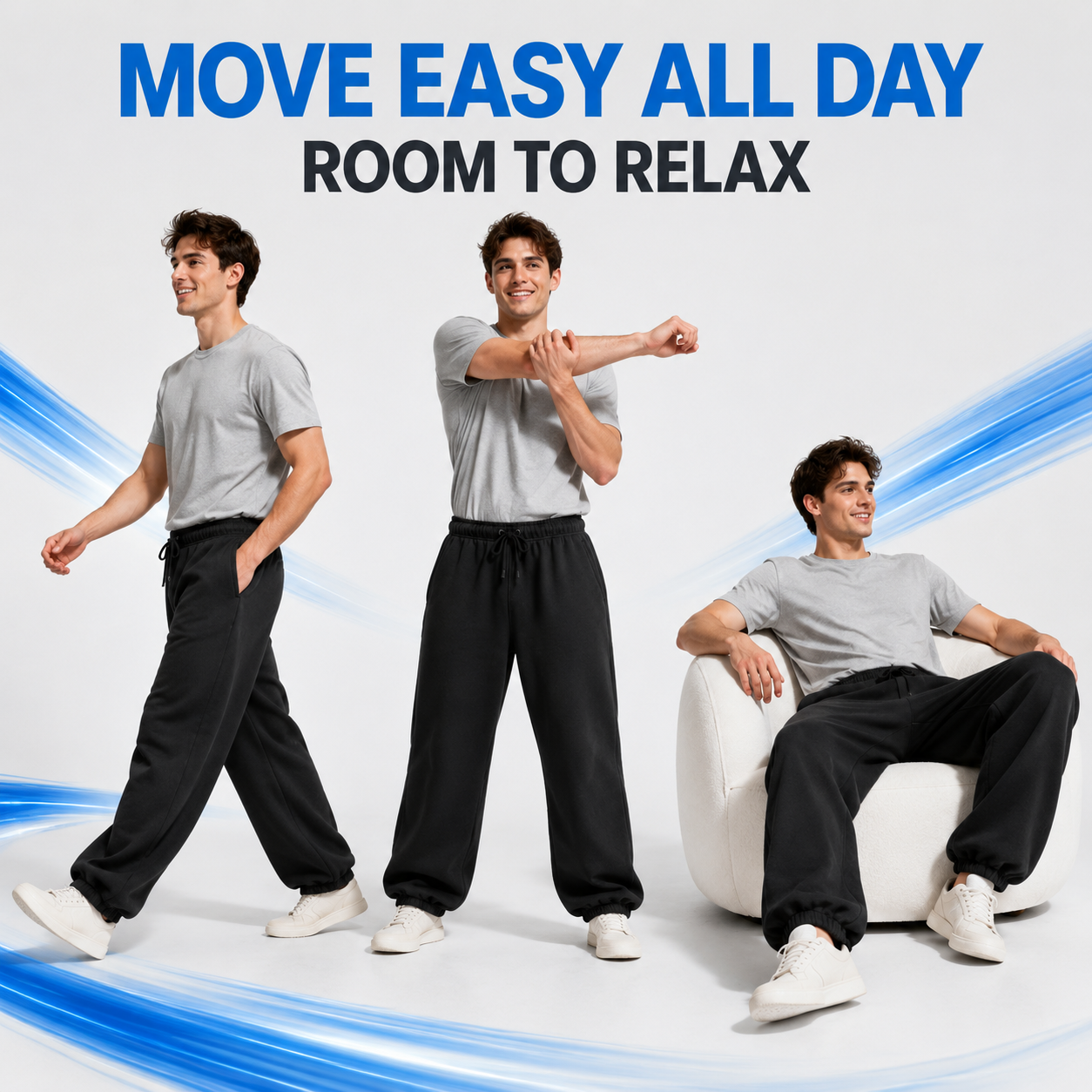 Men's Relaxed Baggy Sweatpants - Drawstring Everyday Joggers