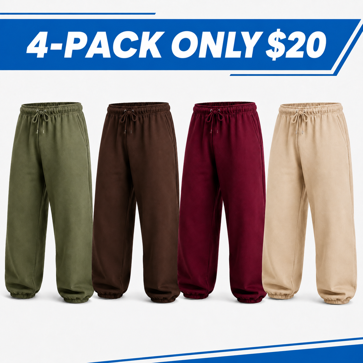 Men's Relaxed Baggy Sweatpants - Drawstring Everyday Joggers