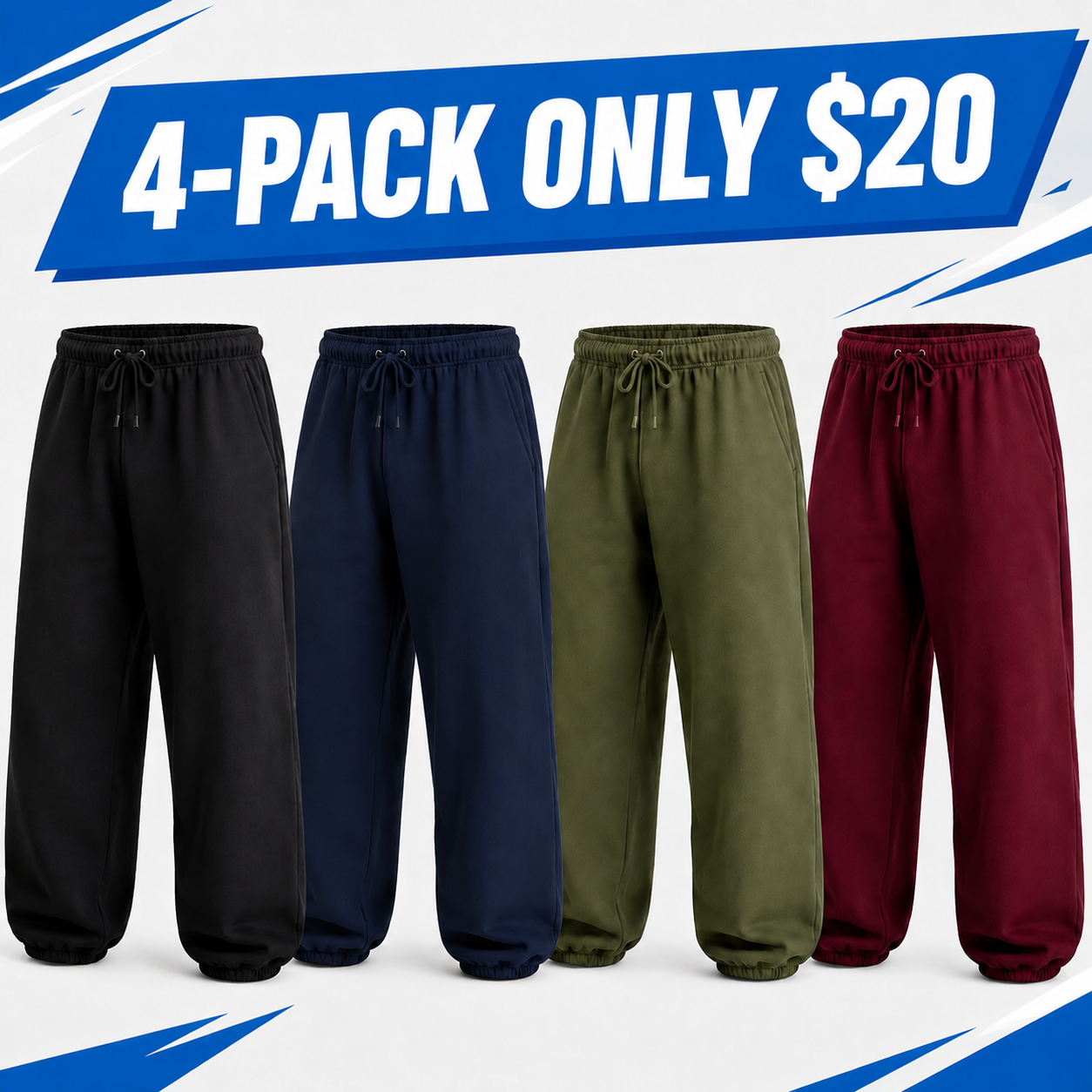 Men's Relaxed Baggy Sweatpants - Drawstring Everyday Joggers