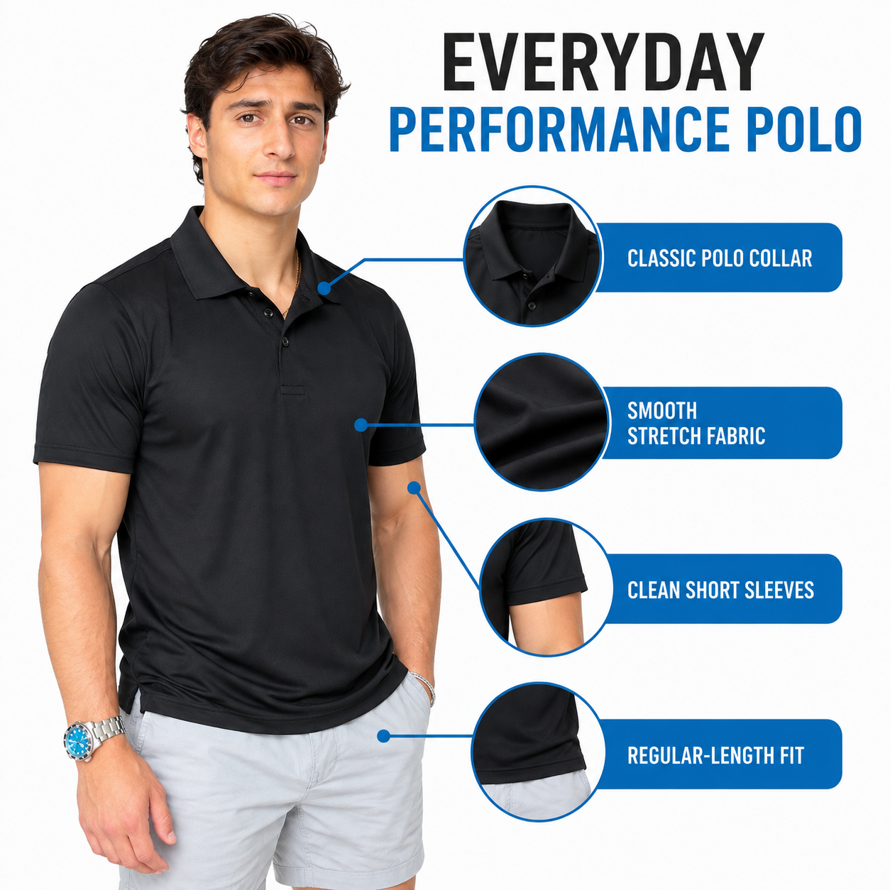 Men's Everyday Stretch Performance Polo Shirts