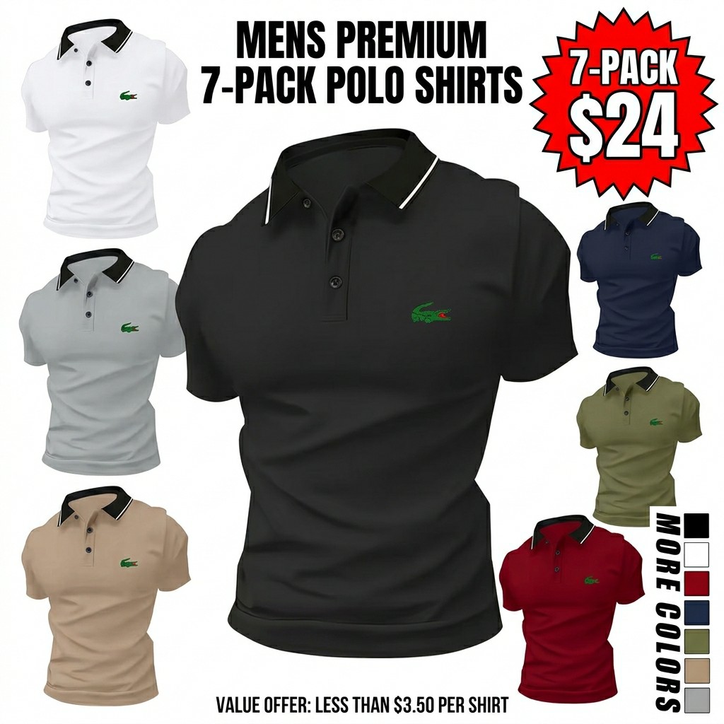 Men’s Animal Print Polo Shirts 4-Pack – Stretchy Short Sleeve Golf & Casual Tops