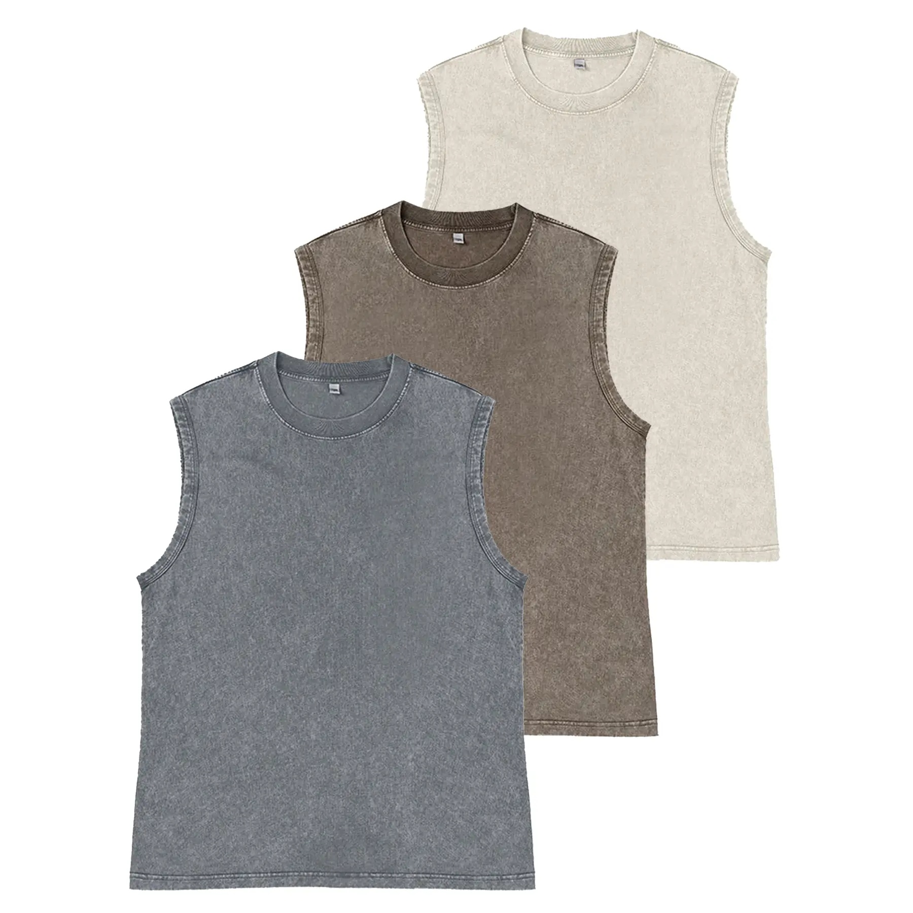 Unisex Acid-Wash Cotton Muscle Tank Top