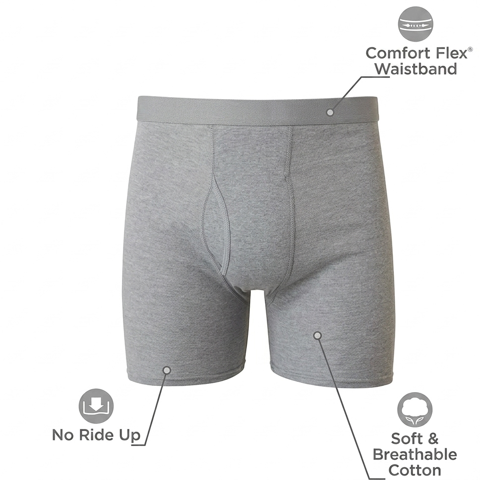 6-Pack Men's Cool & Breathable Cotton Boxer Briefs