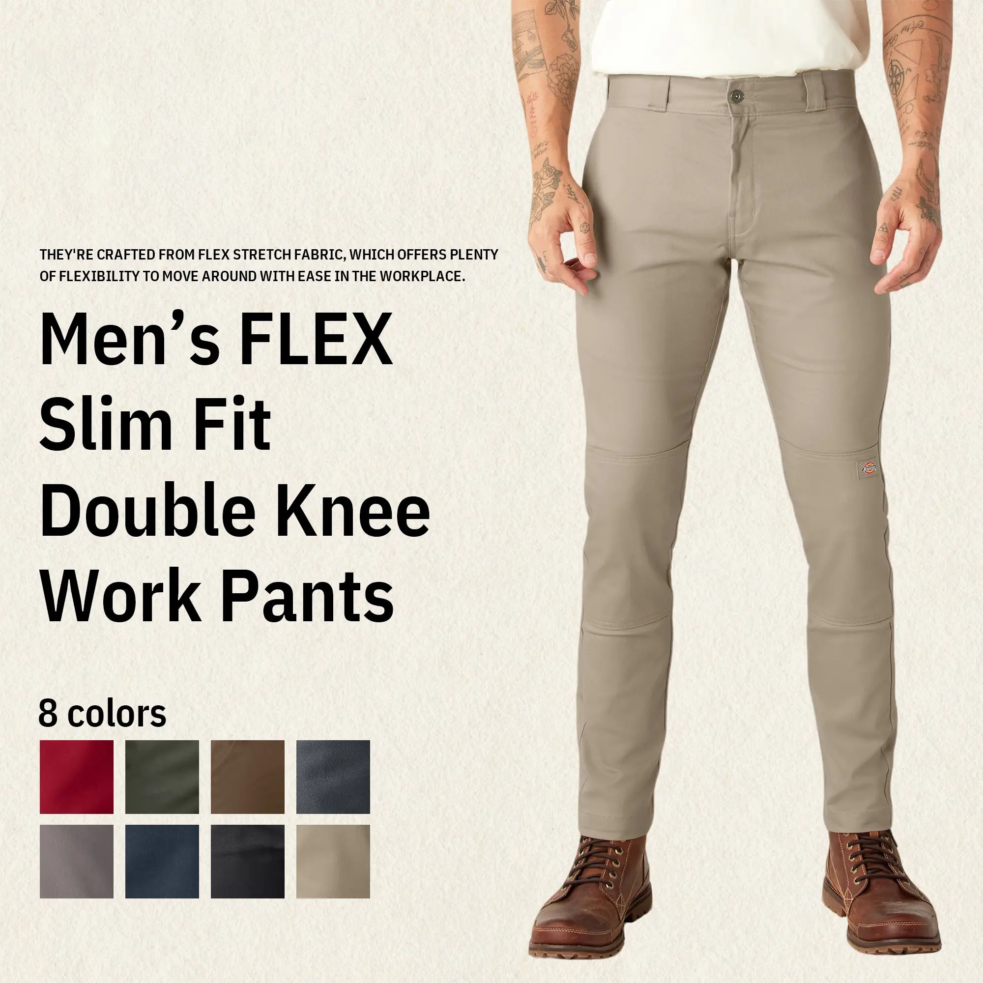 Men's FLEX Slim Fit Double-Knee Work Pants