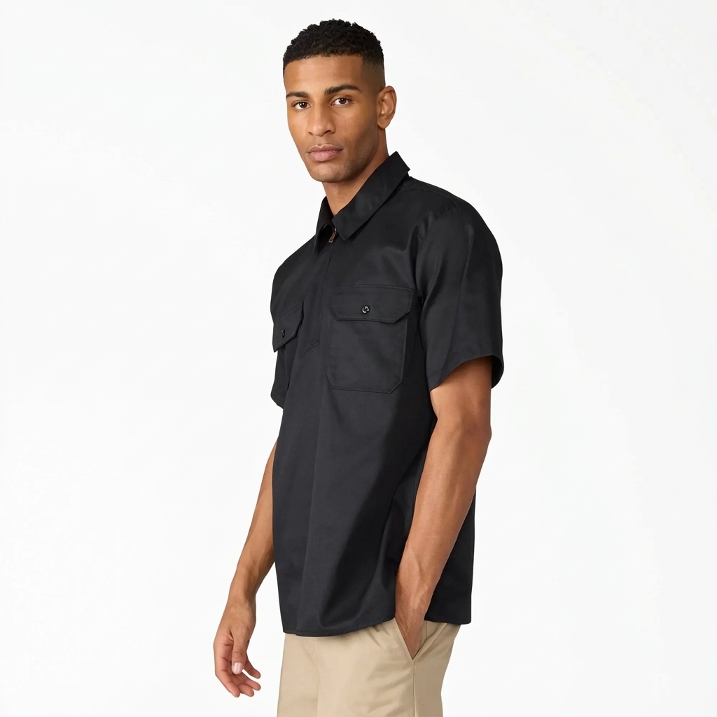 Men's Relaxed Fit 1/4 Zip Short Sleeve Work Shirt
