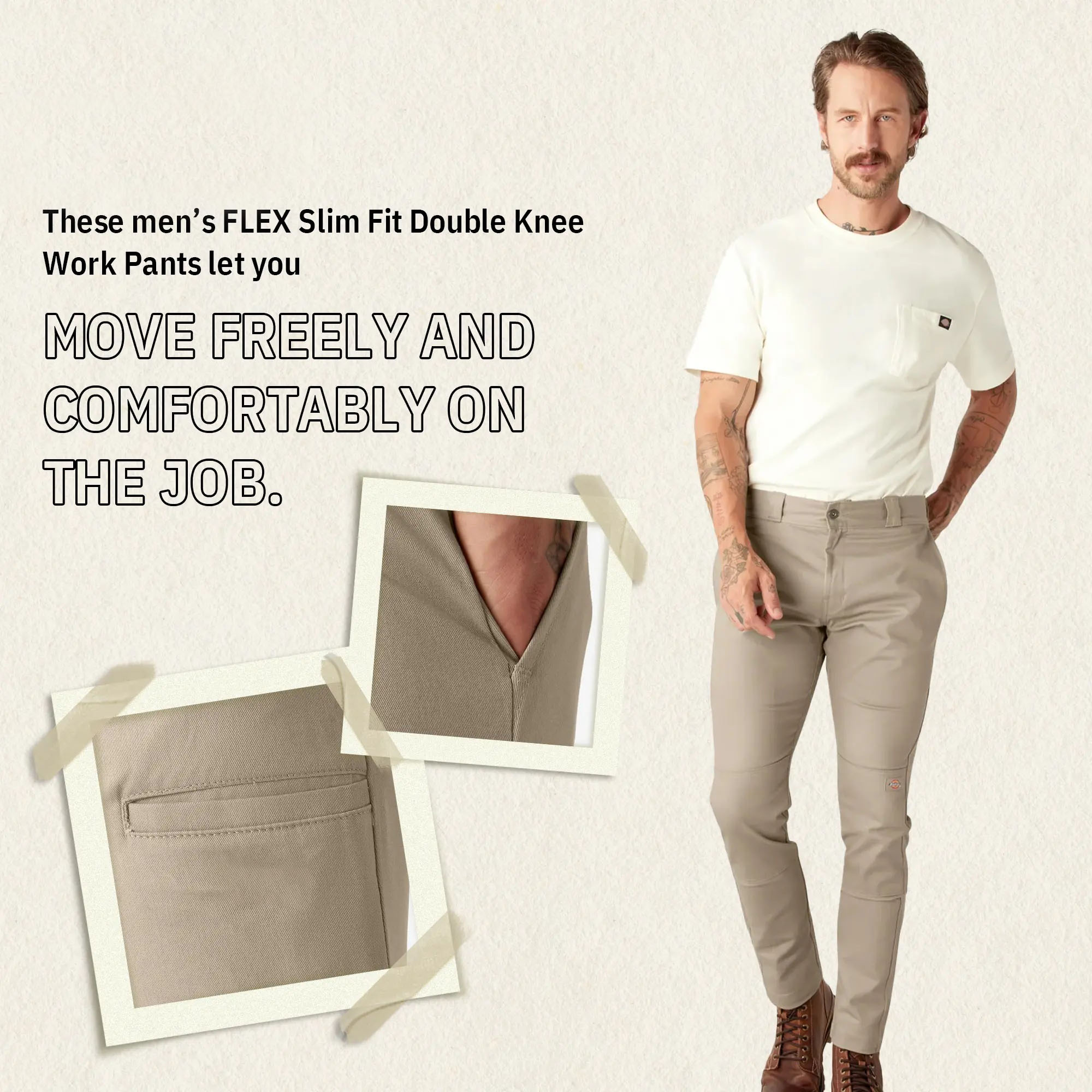Men's FLEX Slim Fit Double-Knee Work Pants
