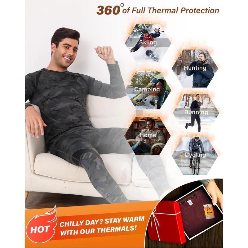 Men's Warmth-Preserving Jacket and Underwear Set - Underpants, Overalls, Long Pants - Base Layer Warmth-Resistant Fur Liner