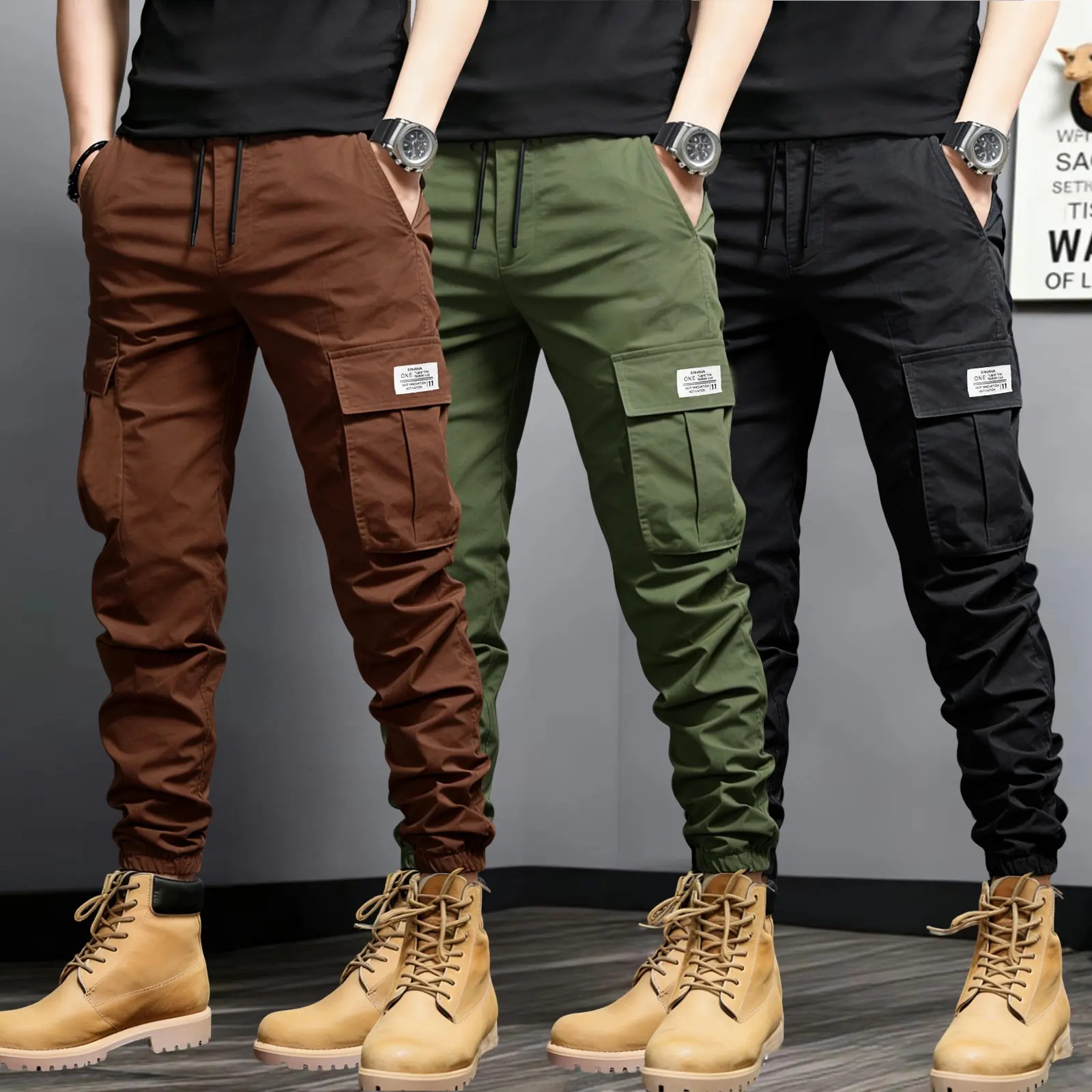Men's Slim-Fit Multi-Pocket Cargo Joggers