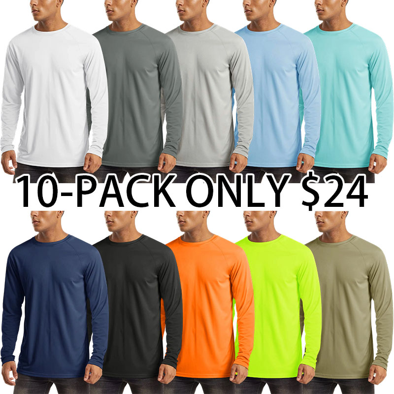 Men's UPF 50+ Long Sleeves Shirts Quick Dry Lightweight Summer Sportswear Tops