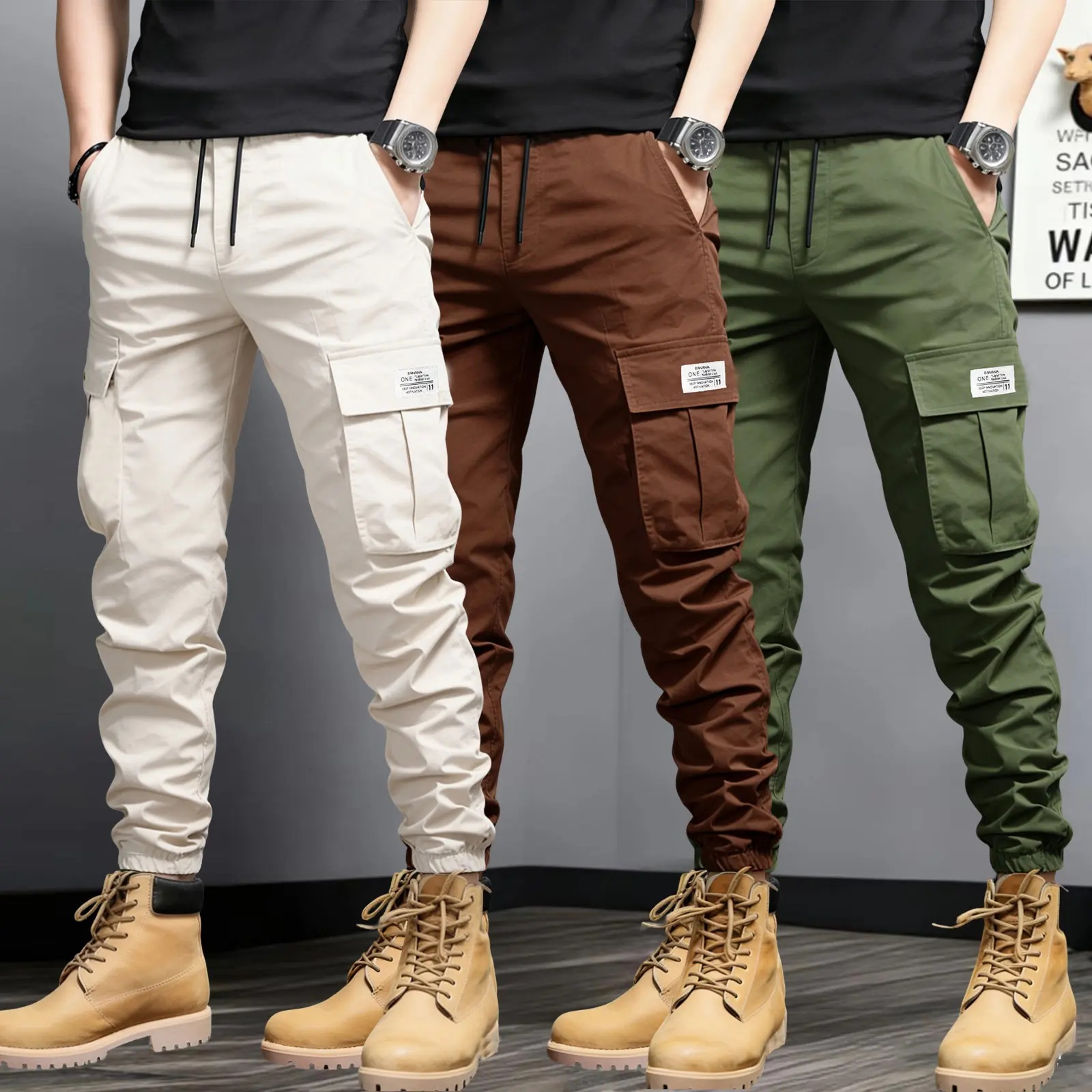 Men's Slim-Fit Multi-Pocket Cargo Joggers