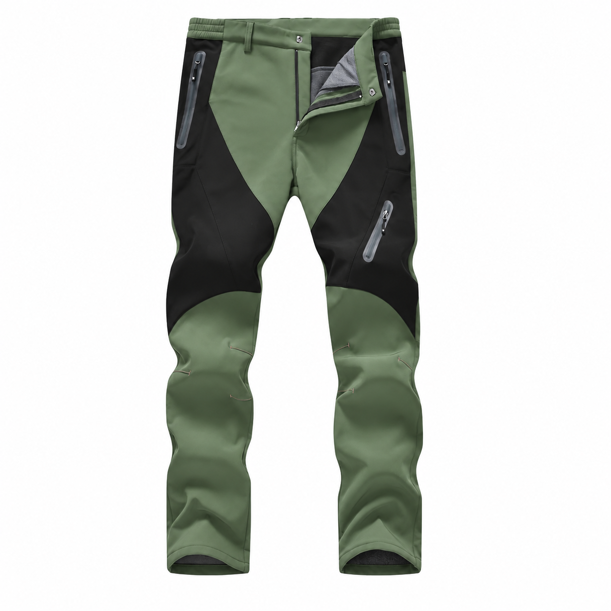 Men's Fleece-Lined Softshell Outdoor Pants Multipack - Zip-Pocket Cold-Weather Trousers