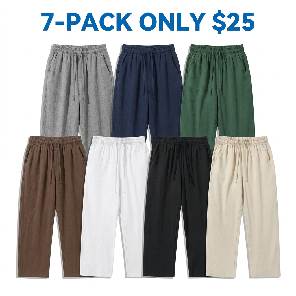 Unisex Cotton Linen Wide-Leg Summer Pants