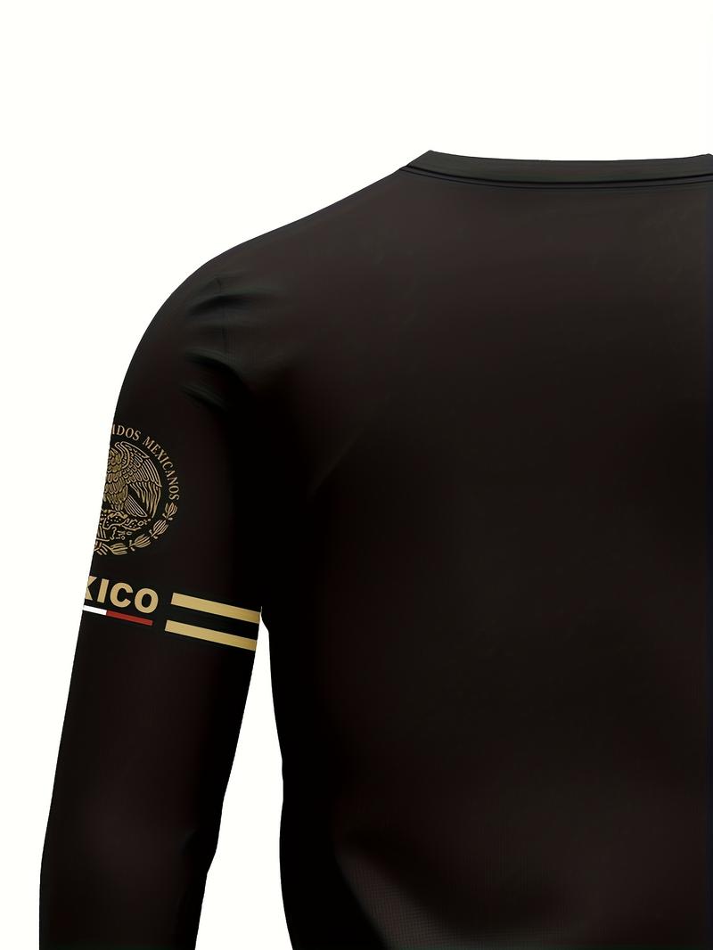 Men's 3D Print Long Sleeve T-Shirt, Breathable Comfort, Casual Sports Mexican Pattern, Fitted Crop Top, All Seasons Wear Men's 3D Print Long Sleeve T-Shirt, Breathable Comfort, Casual Sports Mexican Pattern, Fitted Crop Top, All Seasons Wear