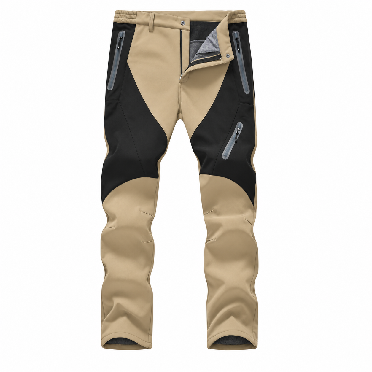 Men's Fleece-Lined Softshell Outdoor Pants Multipack - Zip-Pocket Cold-Weather Trousers