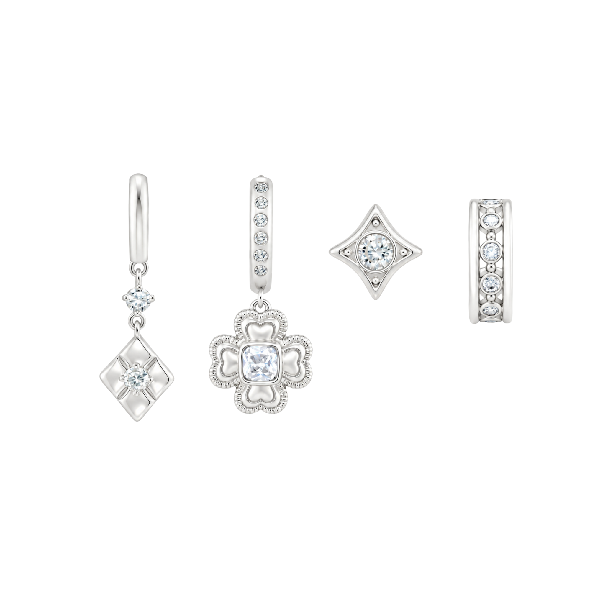 Évadné 14K Gold Rhombus Floral Earrings 