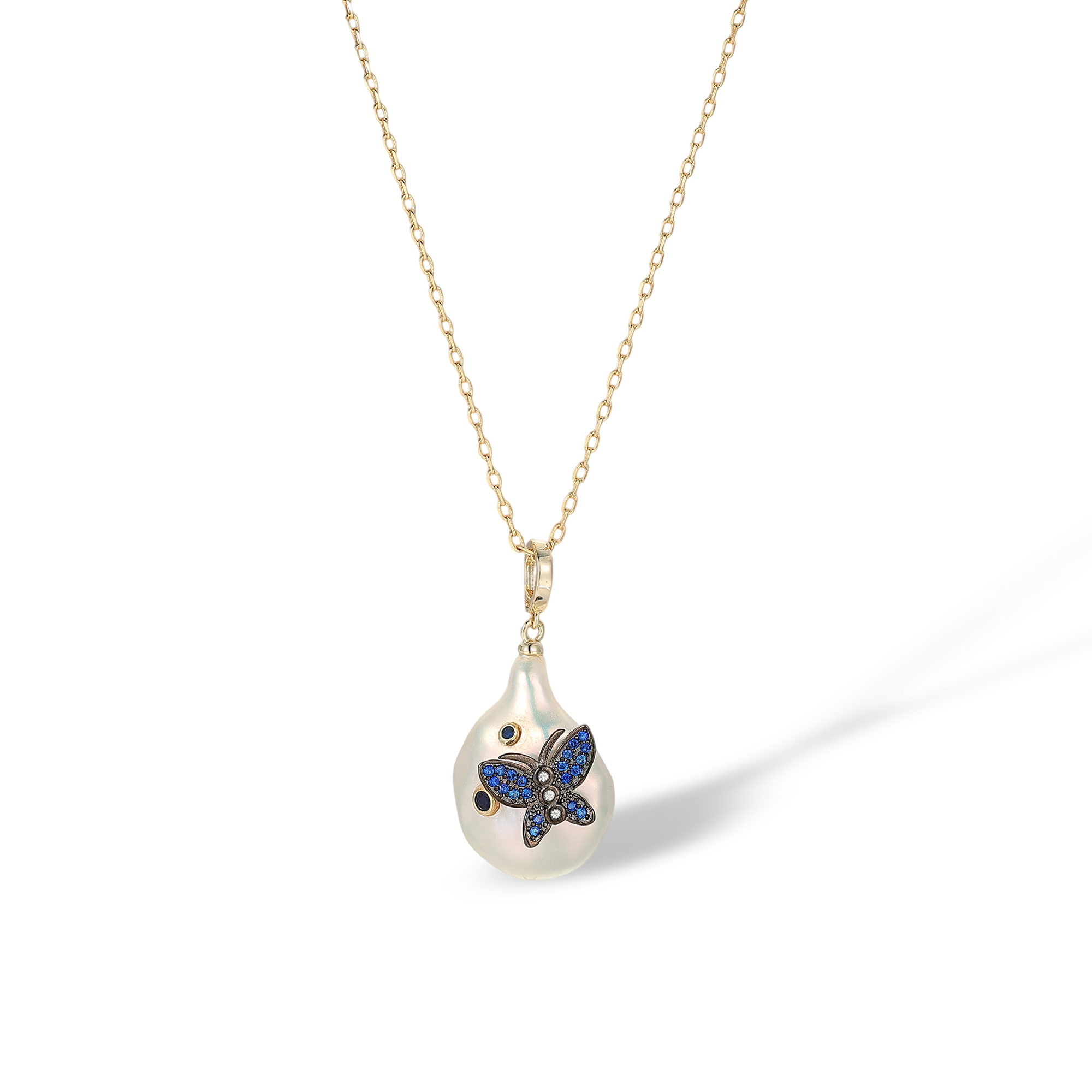  Éponina Blue Butterfly Baroque Pearl Necklace