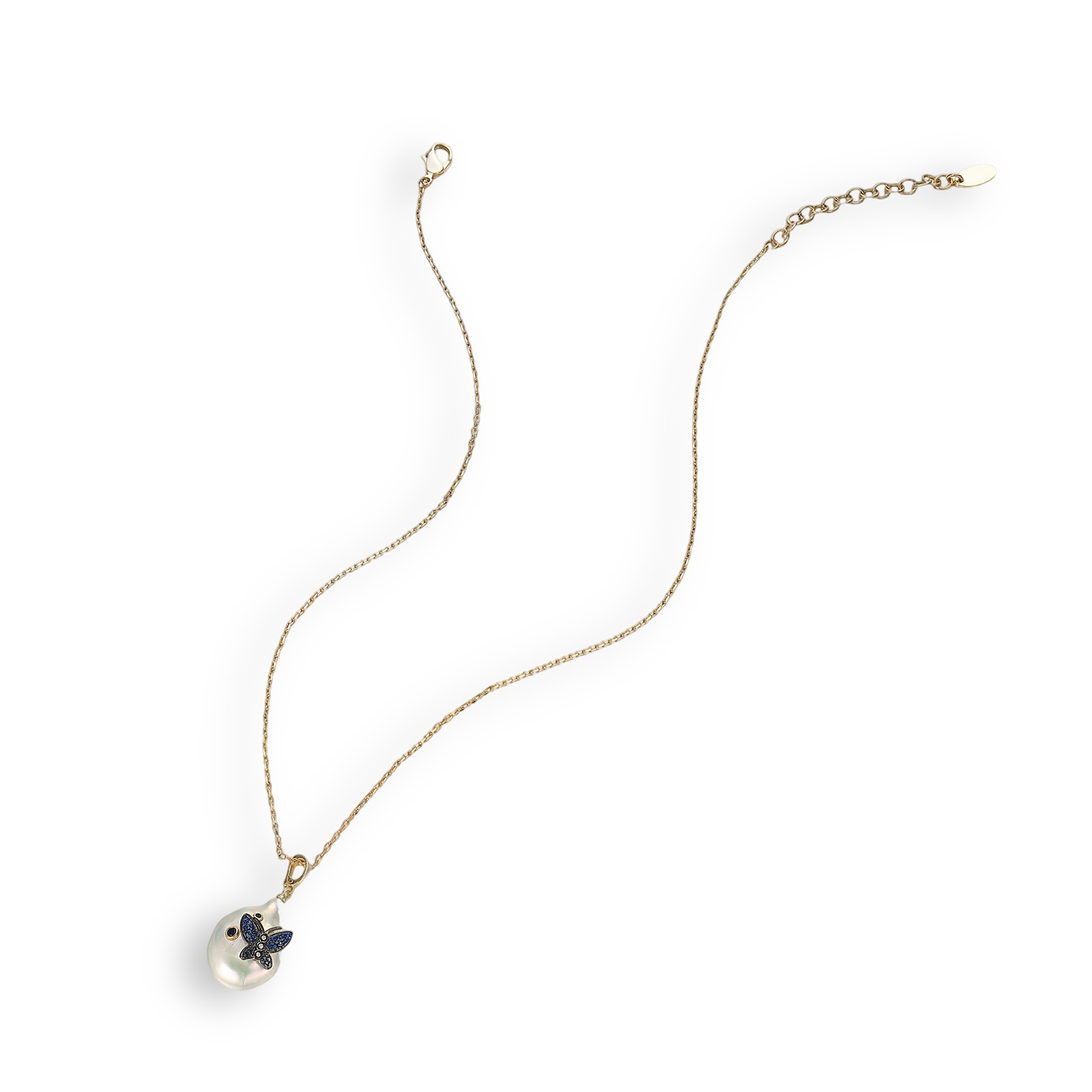  Éponina Blue Butterfly Baroque Pearl Necklace